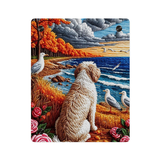 Crochet Dog At A Beach Acrylic Wall Art Panels Home Decor