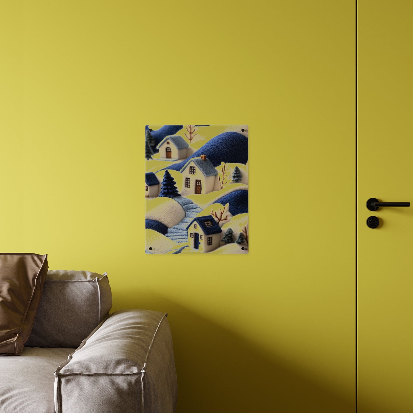 Crochert House Acrylic Wall Art Panels Home Decor