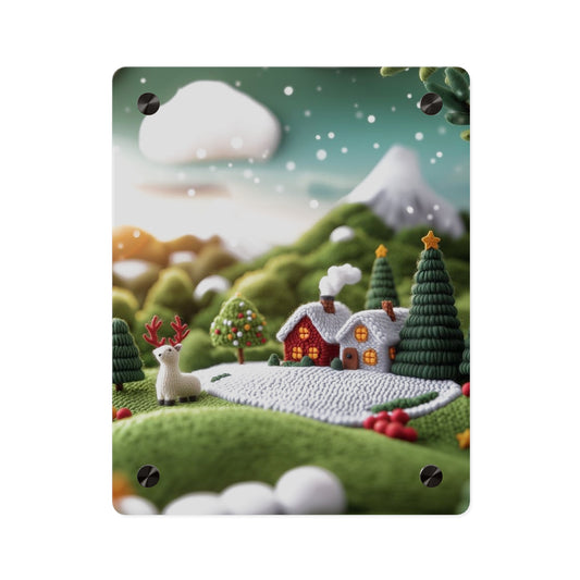 Crochet House Winter Acrylic Wall Art Panels Home Decor