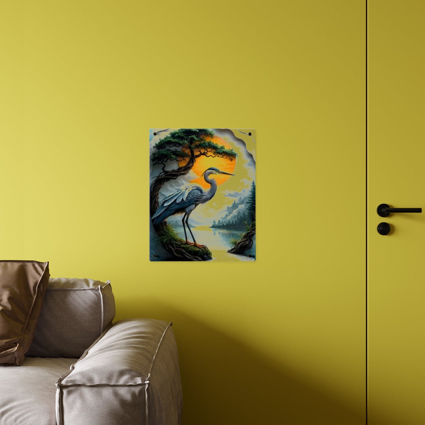 Modern Crane Acrylic Wall Art Panels Home Decor