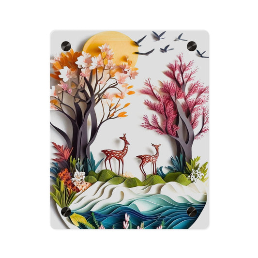 Nature and Deer 3d Art Acrylic Wall Art Panels Home Decor