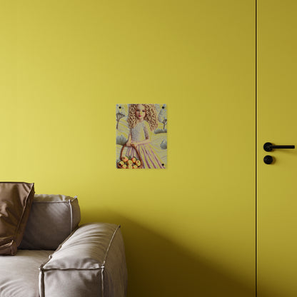 Cute Blonde Crochet Girl Acrylic Wall Art Panels Home Decor