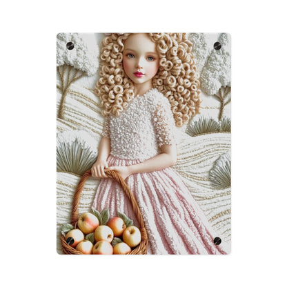 Cute Blonde Crochet Girl Acrylic Wall Art Panels Home Decor