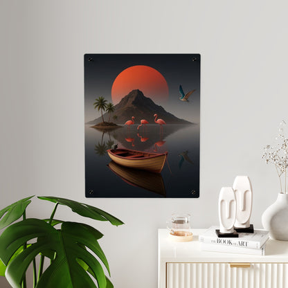 Modern Vintage Flamingo Acrylic Wall Art Panels Home Decor