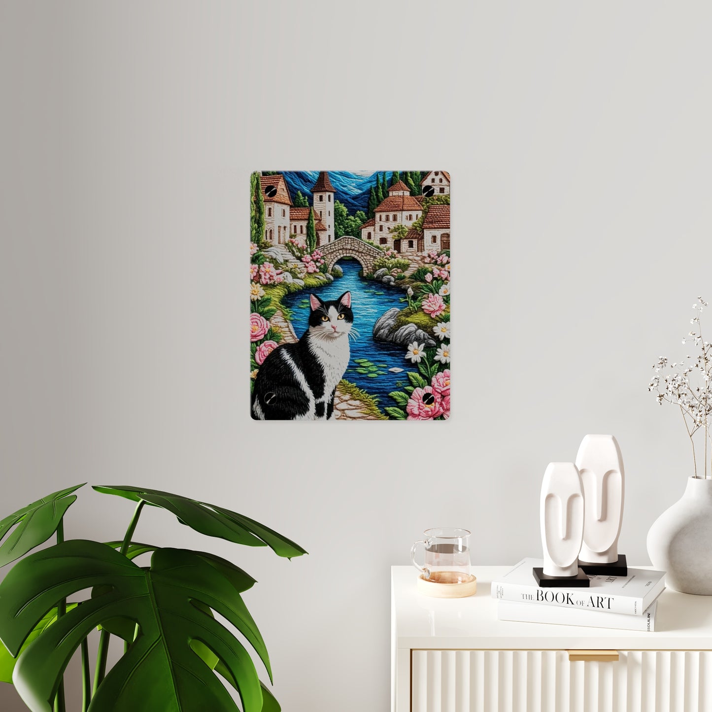 Crochet Cat Acrylic Wall Art Panels Home Decor