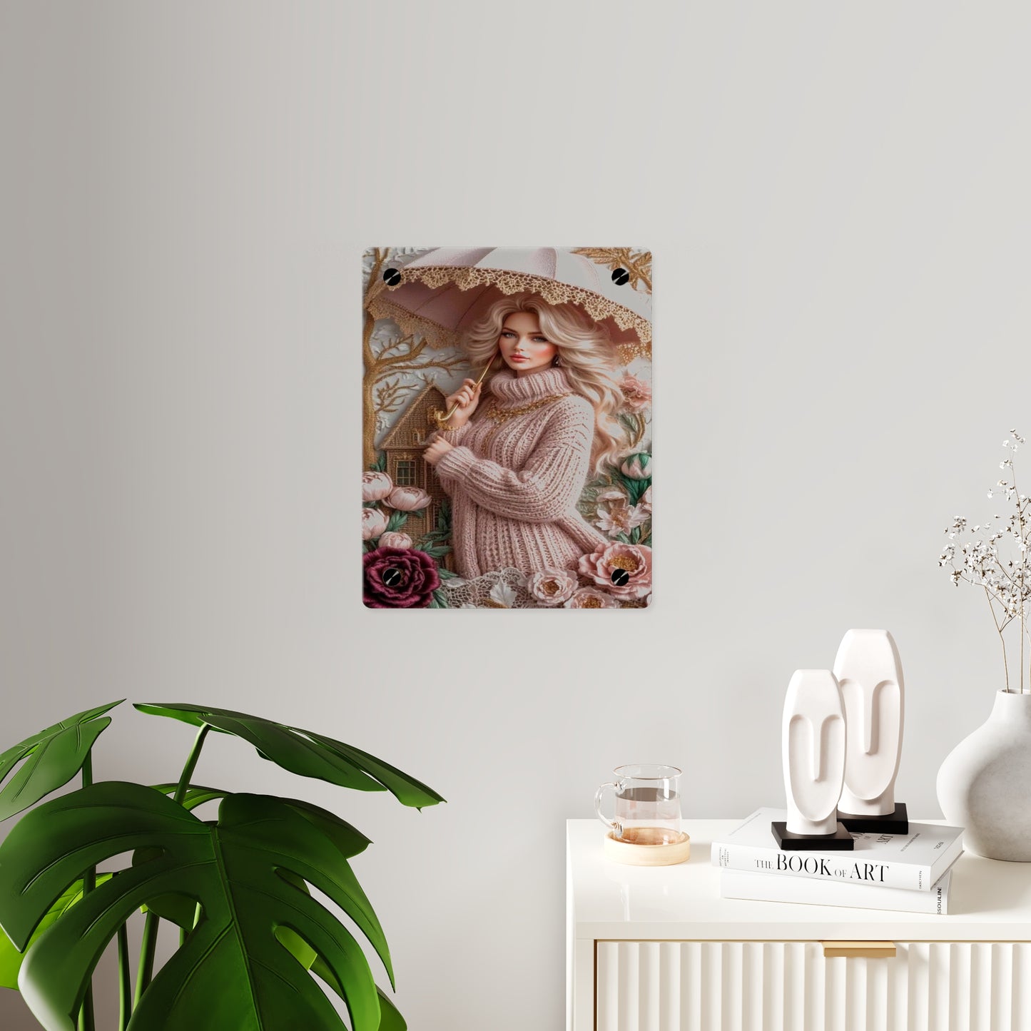 Crochet Cute Blonde Acrylic Wall Art Panels Home Decor