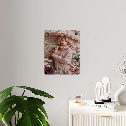 Crochet Cute Blonde Acrylic Wall Art Panels Home Decor