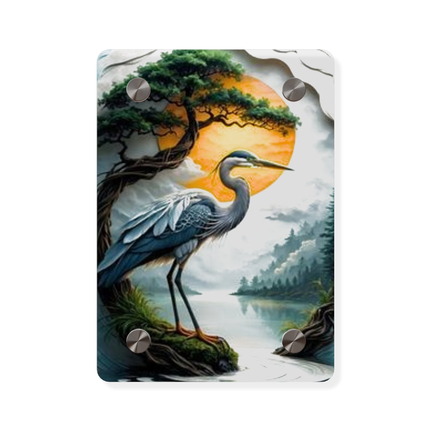 Modern Crane Acrylic Wall Art Panels Home Decor