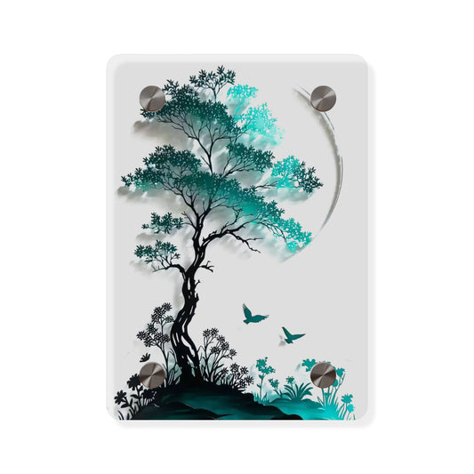 Blue Tree Side 3d Art Acrylic Wall Art Panels Home Decor