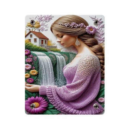 Crochet 3d Art Girl in Garden Acrylic Wall Art Panels Home Decor