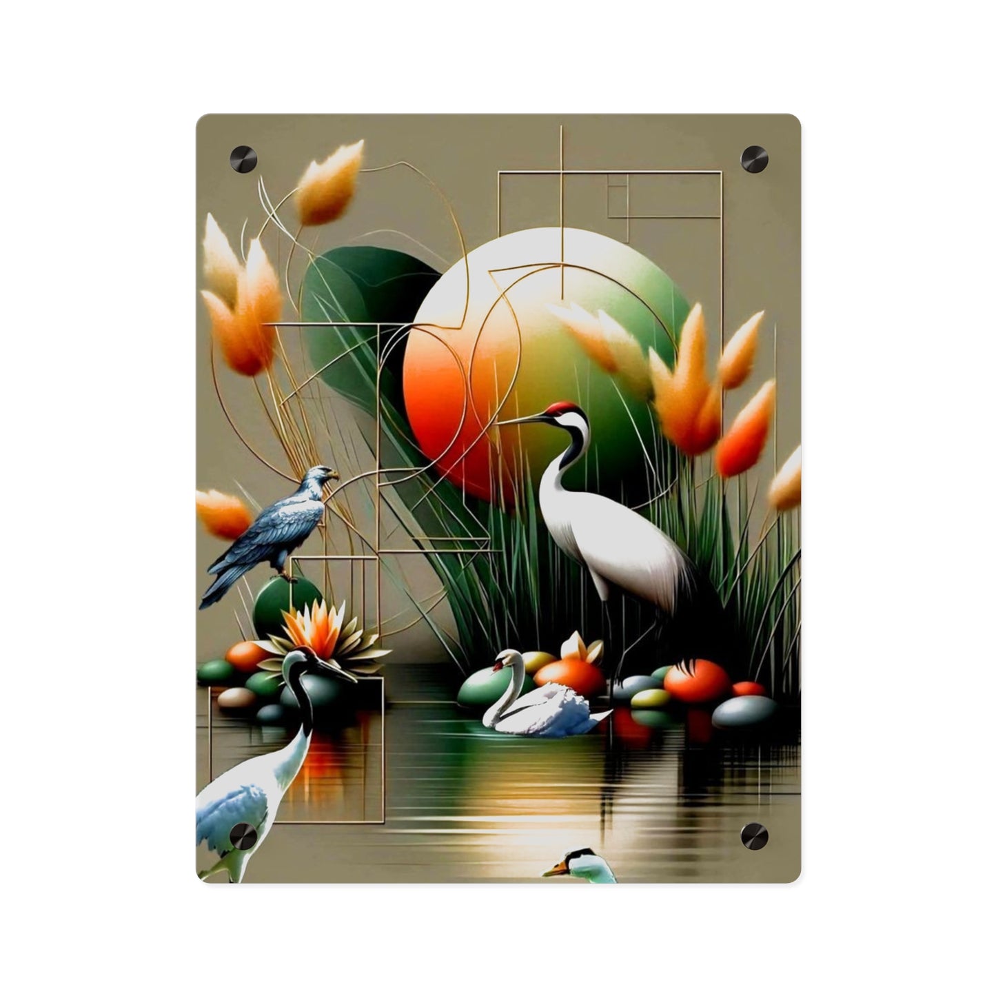 3d Art Cranes Acrylic Wall Art Panels Home Decor