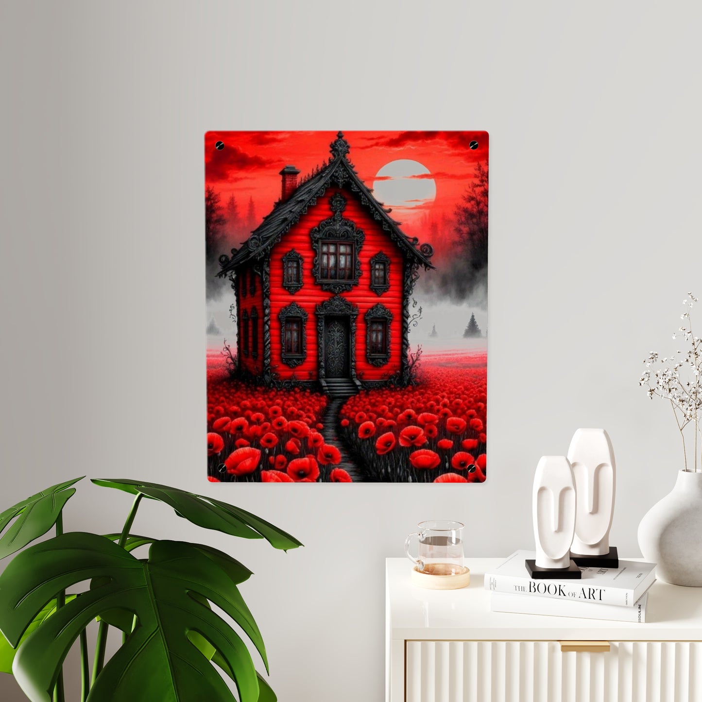 Red House Acrylic Wall Art Panels Home Decor