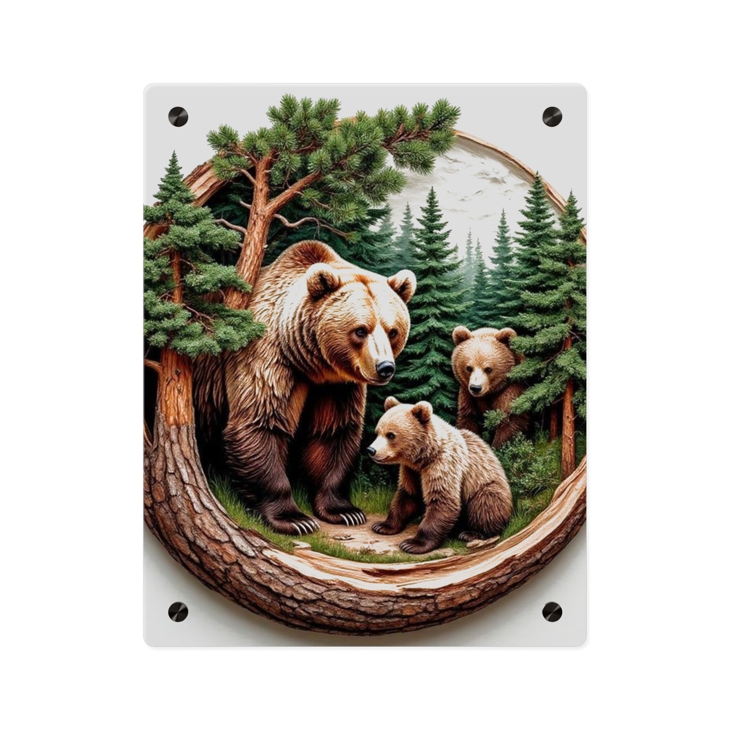 Modern Bear Acrylic Wall Art Panels Home Decor