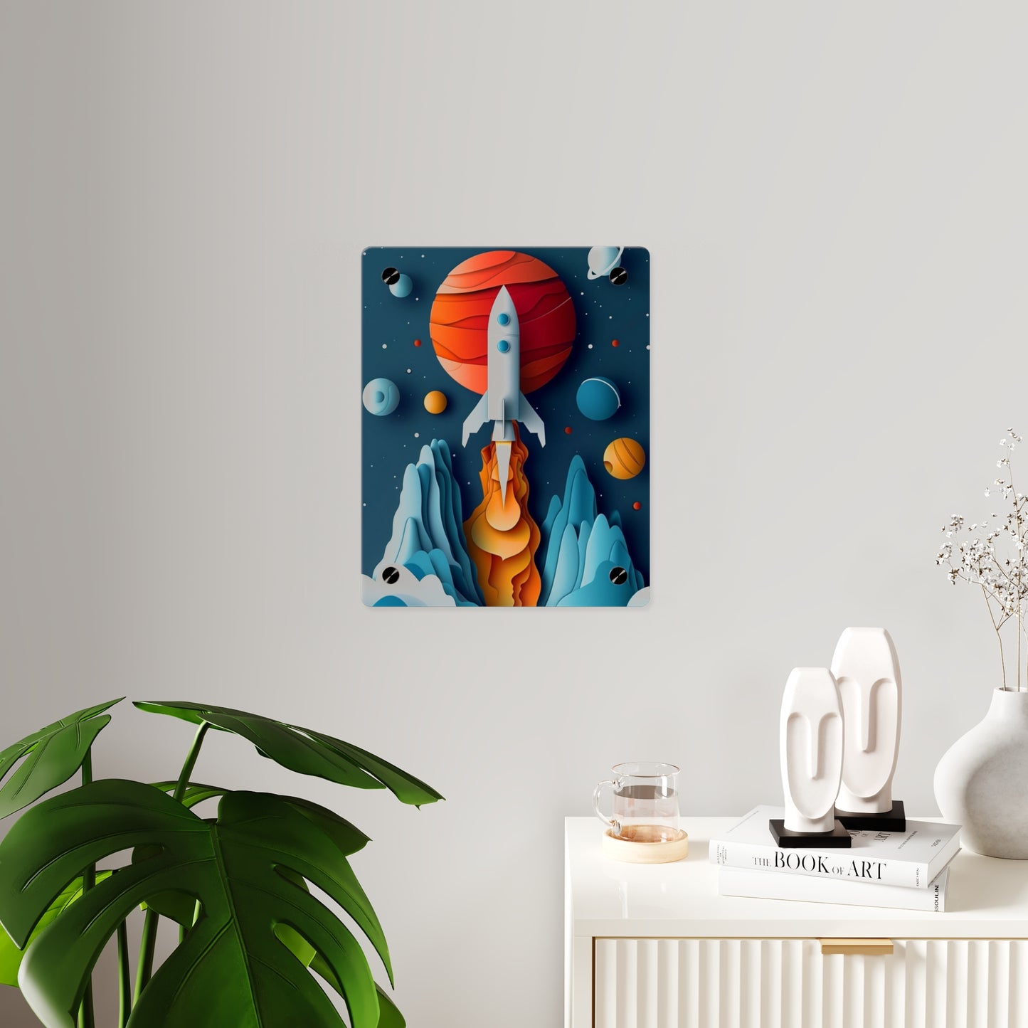 Rocket launch in Alien Planet Acrylic Wall Art Panels Home Decor