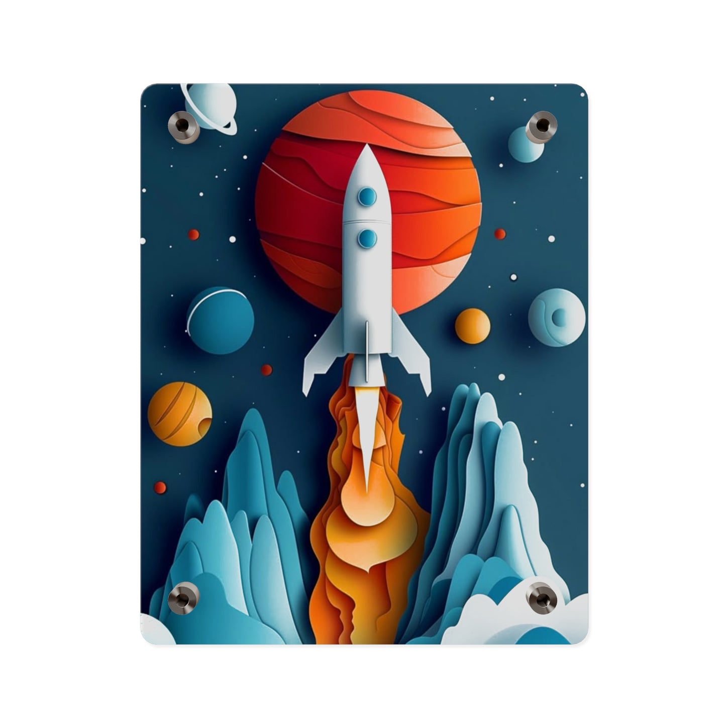 Rocket launch in Alien Planet Acrylic Wall Art Panels Home Decor