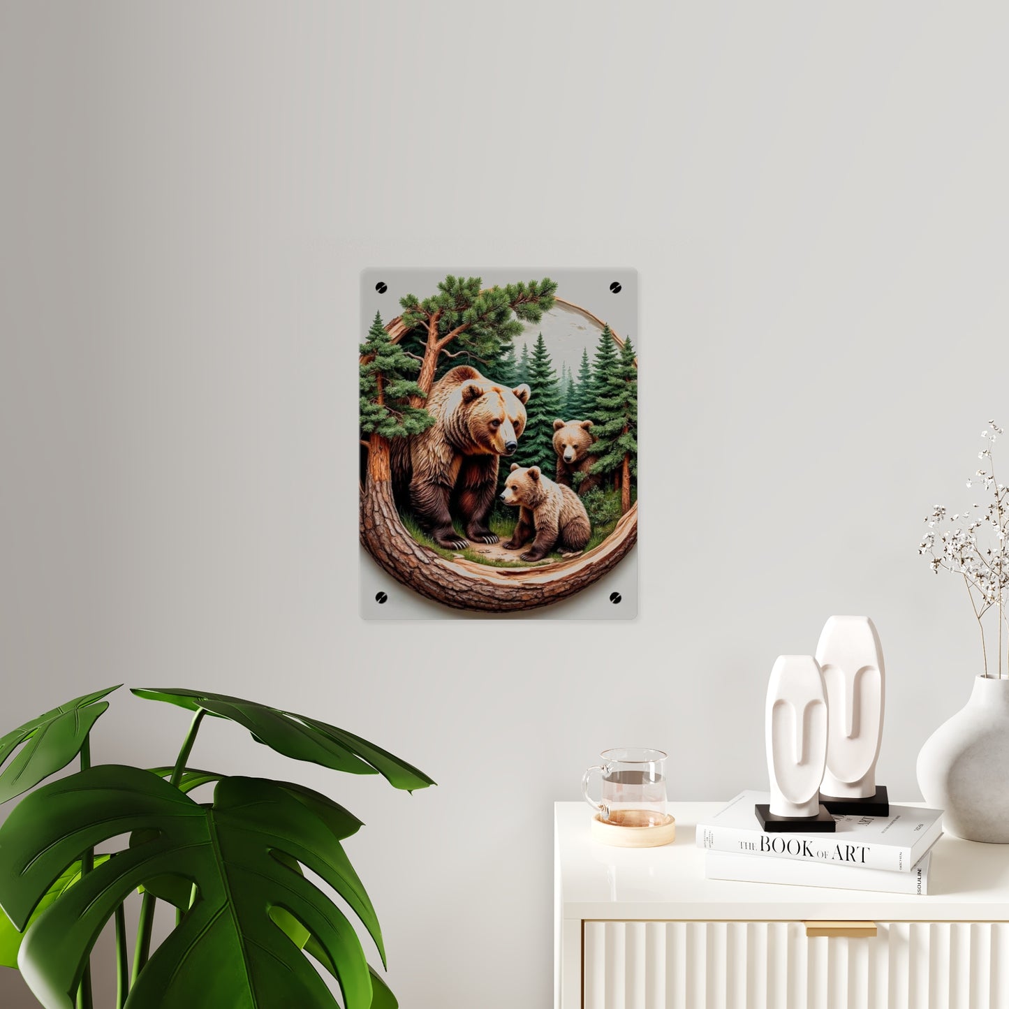 Modern Bear Acrylic Wall Art Panels Home Decor