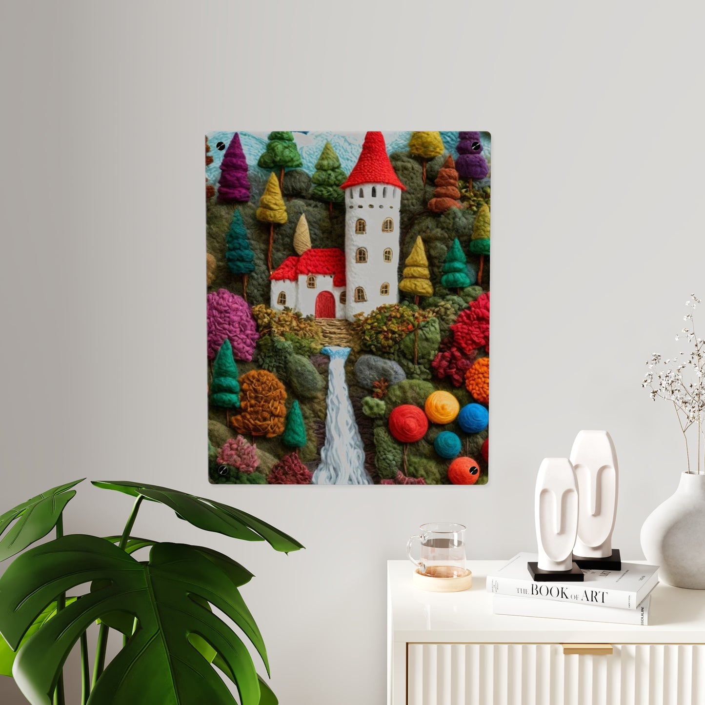 Castle Crochet House Winter  Acrylic Wall Art Panels Home Decor