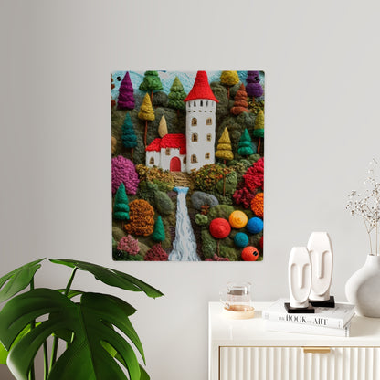 Castle Crochet House Winter  Acrylic Wall Art Panels Home Decor