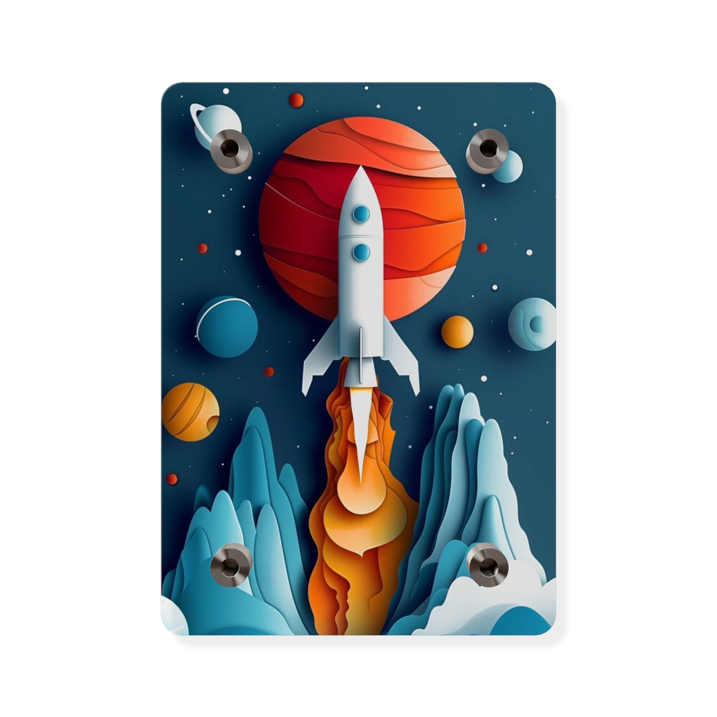 Rocket launch in Alien Planet Acrylic Wall Art Panels Home Decor