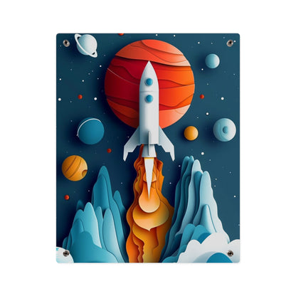 Rocket launch in Alien Planet Acrylic Wall Art Panels Home Decor