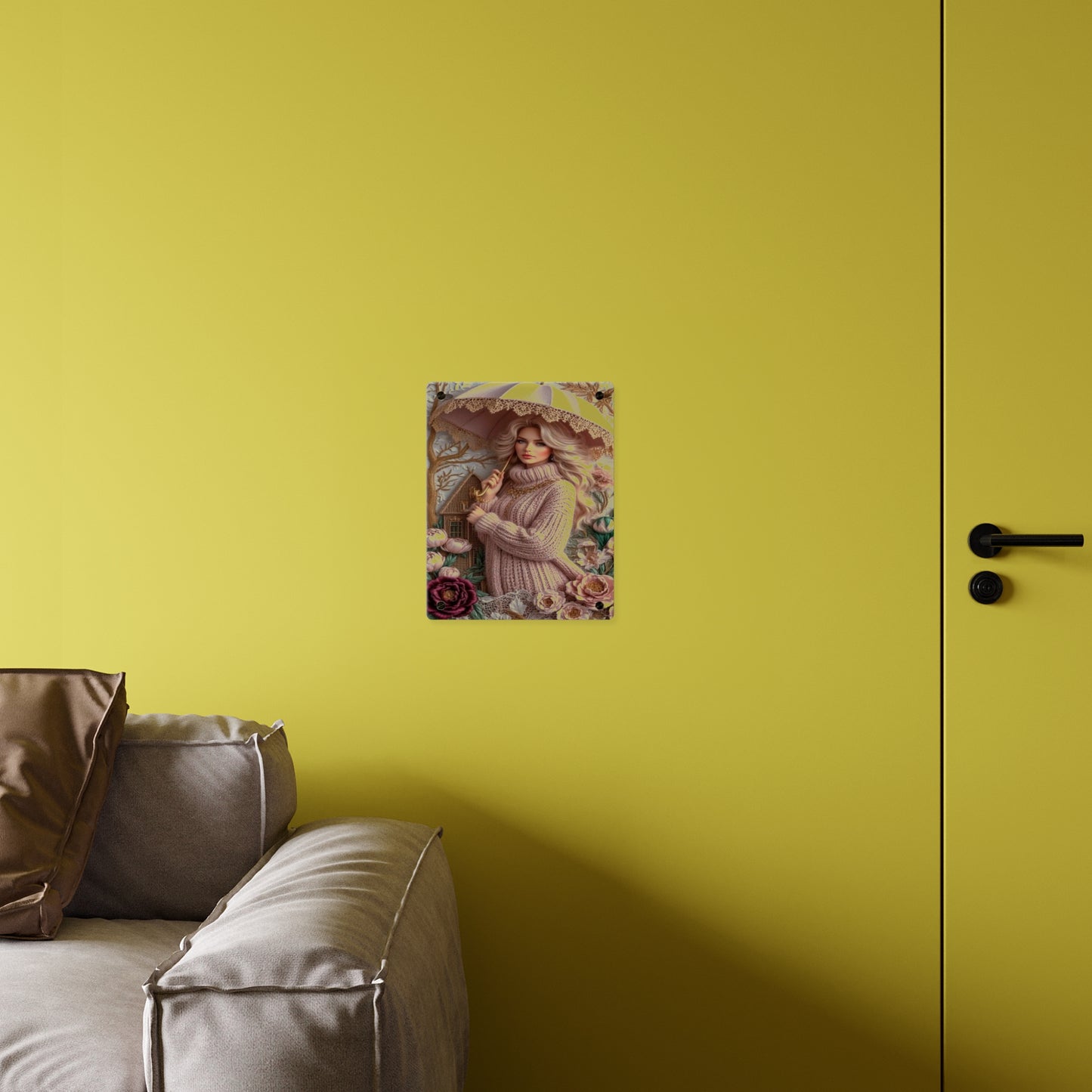 Crochet Cute Blonde Acrylic Wall Art Panels Home Decor