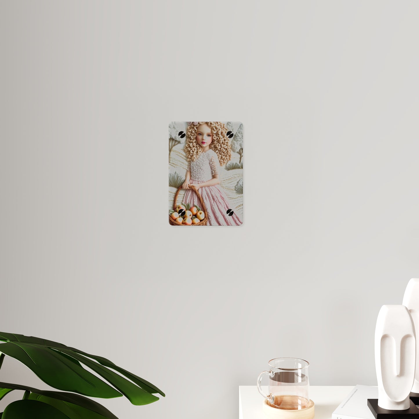 Cute Blonde Crochet Girl Acrylic Wall Art Panels Home Decor