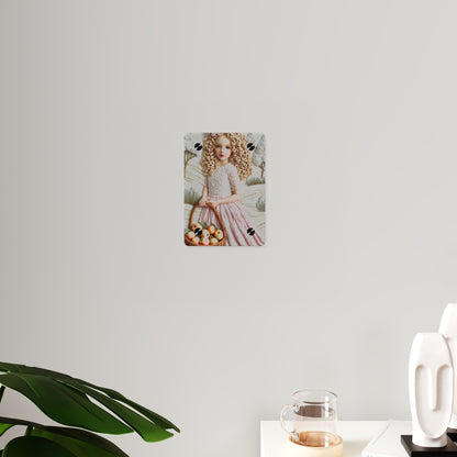 Cute Blonde Crochet Girl Acrylic Wall Art Panels Home Decor