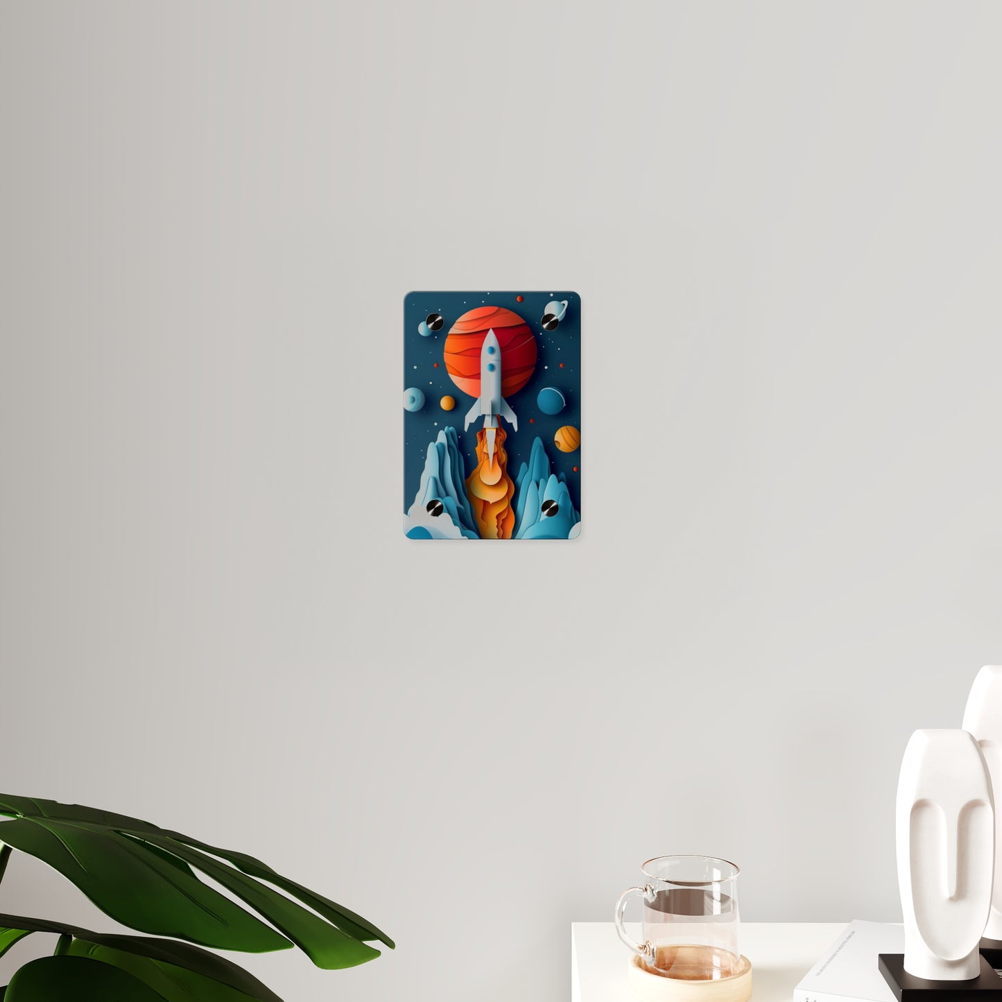 Rocket launch in Alien Planet Acrylic Wall Art Panels Home Decor