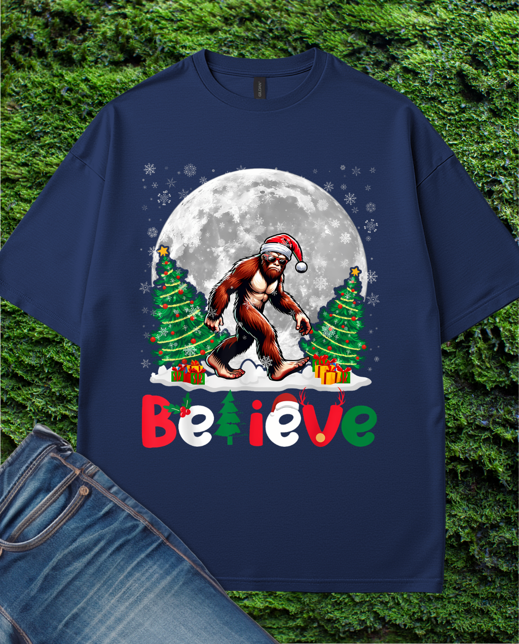 Bigfoot Believe Funny Christmas Sunglass T-Shirt