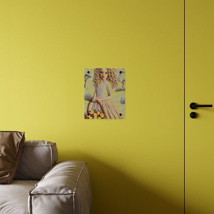 Cute Blonde Crochet Girl Acrylic Wall Art Panels Home Decor