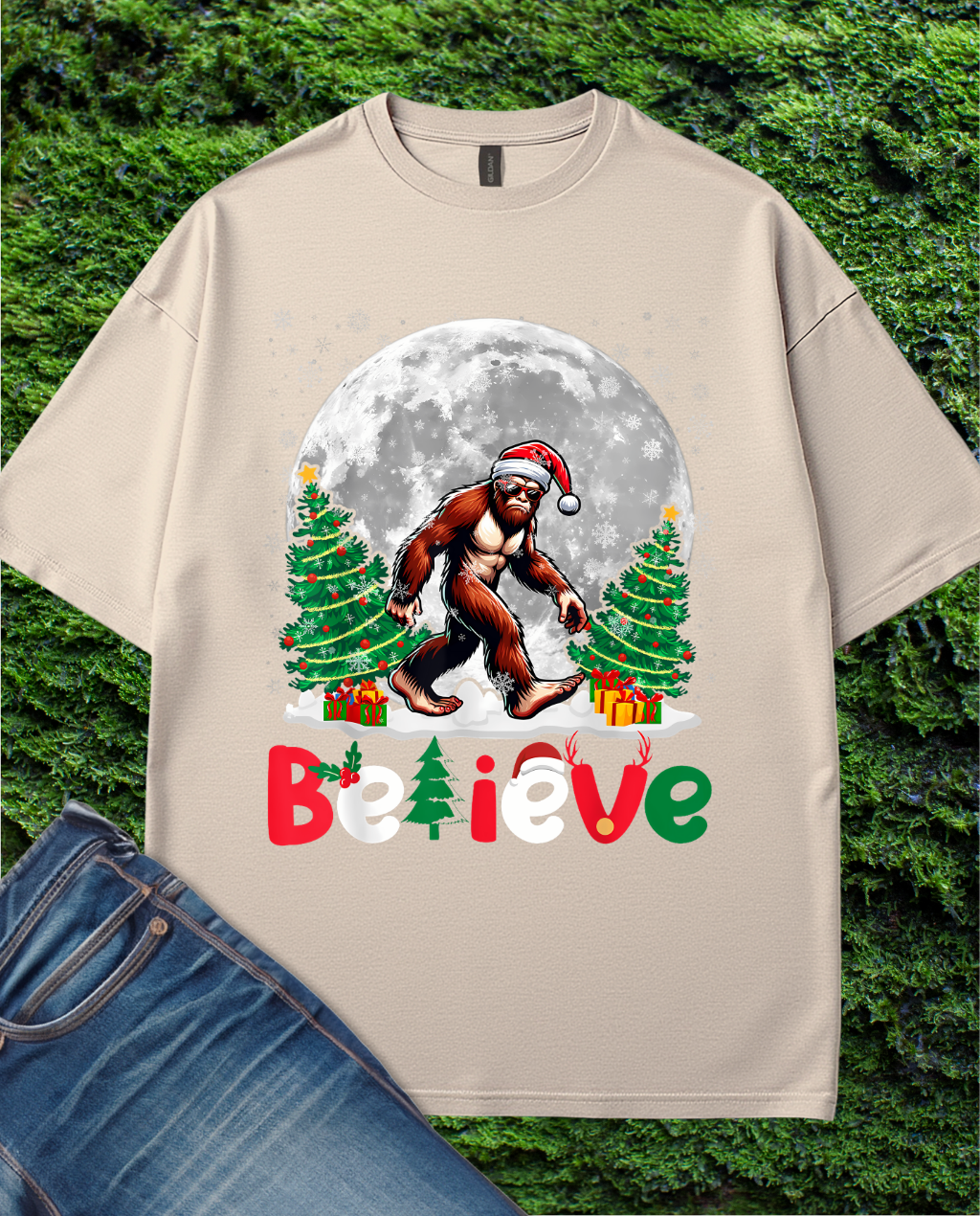 Bigfoot Believe Funny Christmas Sunglass T-Shirt