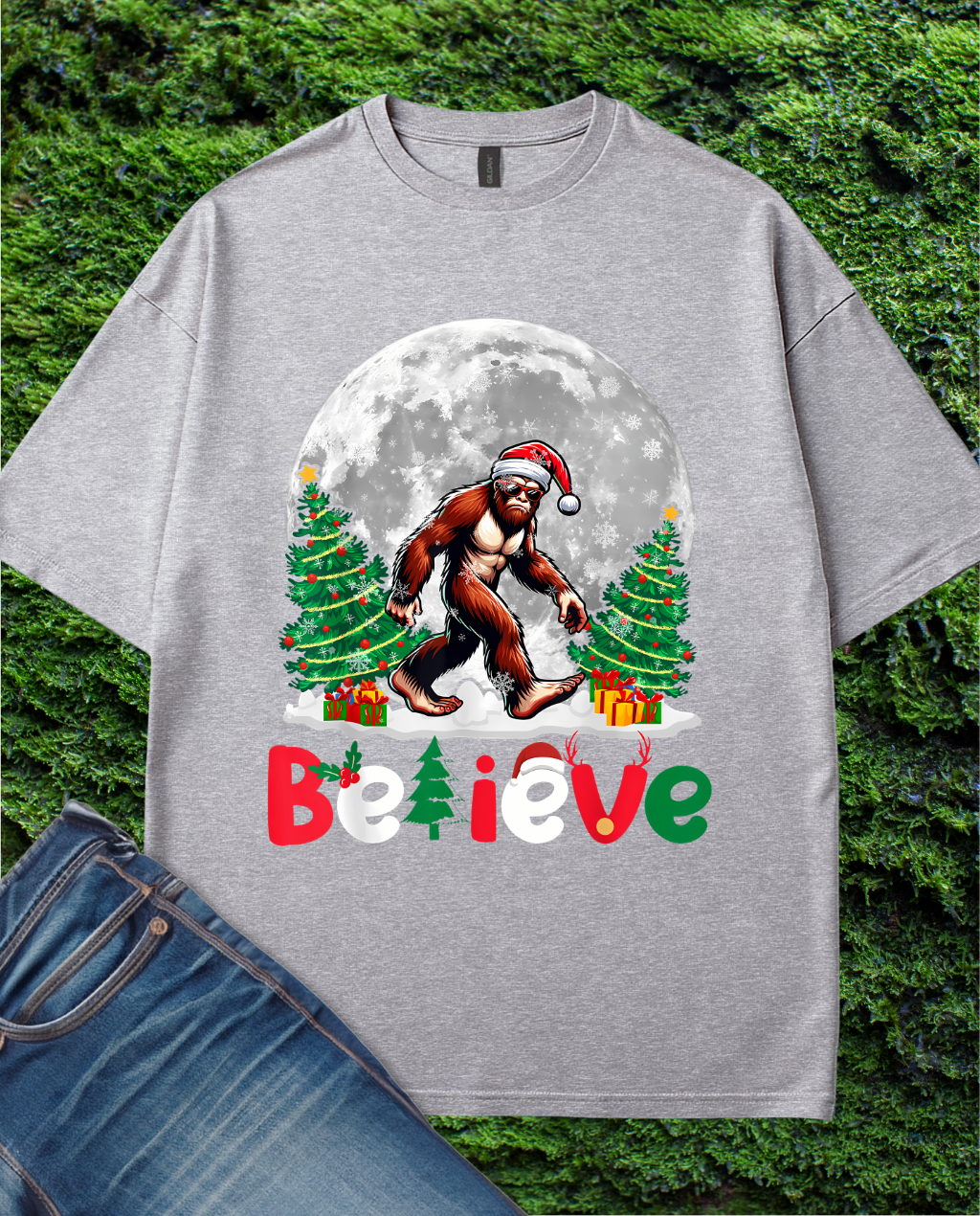 Bigfoot Believe Funny Christmas Sunglass T-Shirt