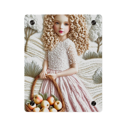 Cute Blonde Crochet Girl Acrylic Wall Art Panels Home Decor