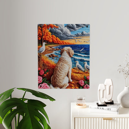 Crochet Dog At A Beach  Acrylic Wall Art Panels Home Decor