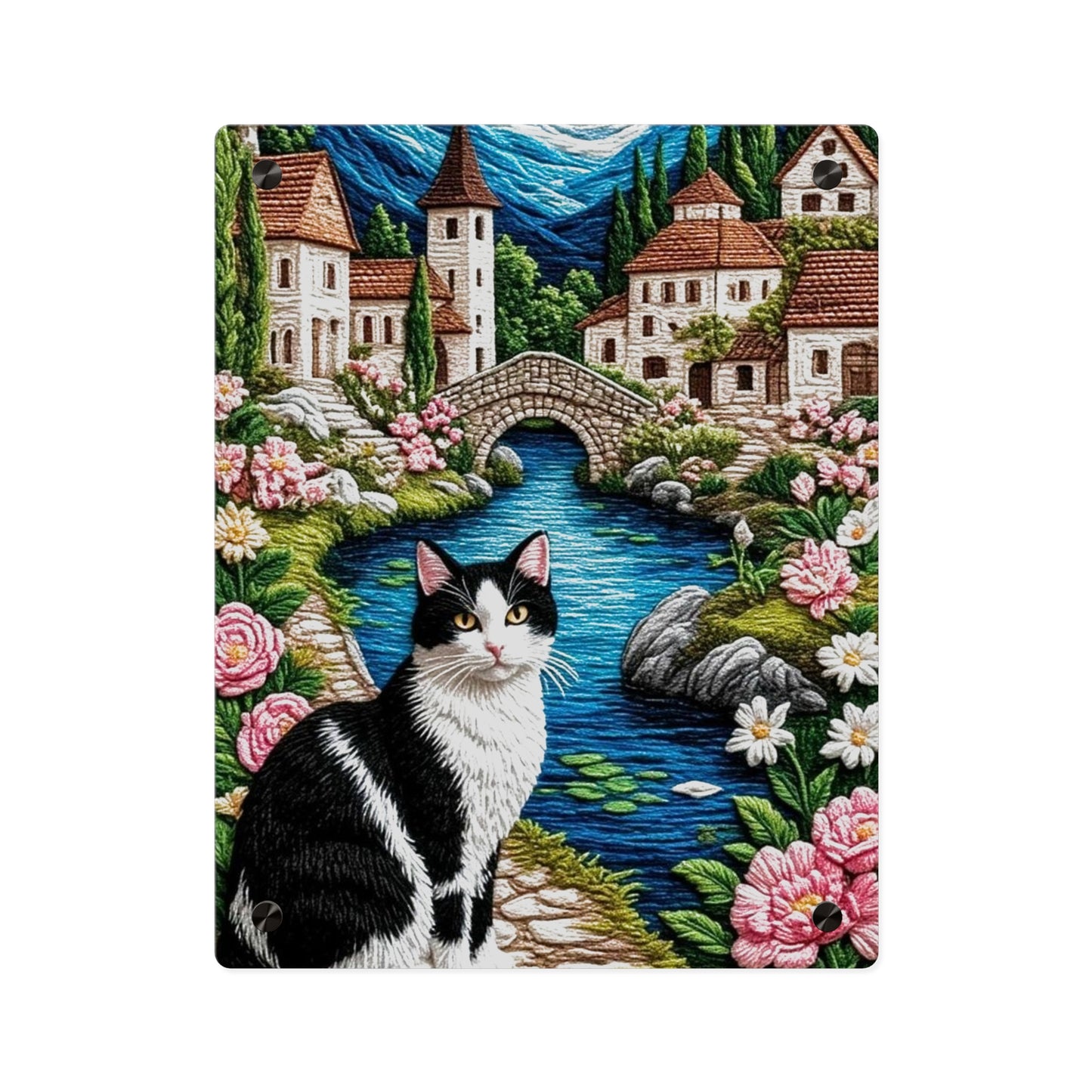 Crochet Cat Acrylic Wall Art Panels Home Decor