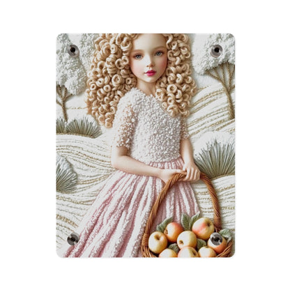 Cute Blonde Crochet Girl Acrylic Wall Art Panels Home Decor