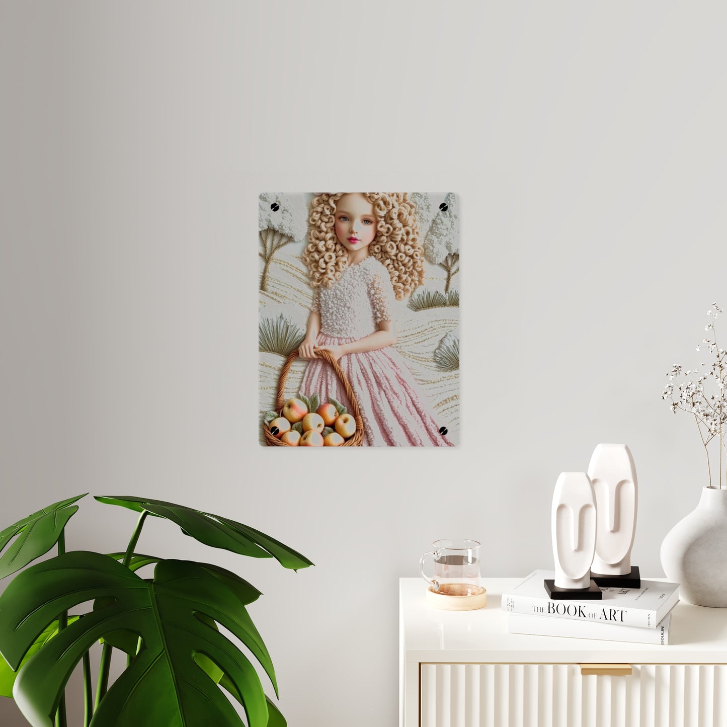 Cute Blonde Crochet Girl Acrylic Wall Art Panels Home Decor