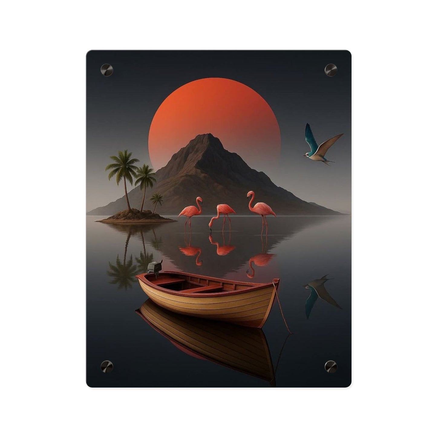 Modern Vintage Flamingo Acrylic Wall Art Panels Home Decor