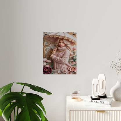 Crochet Cute Blonde Acrylic Wall Art Panels Home Decor