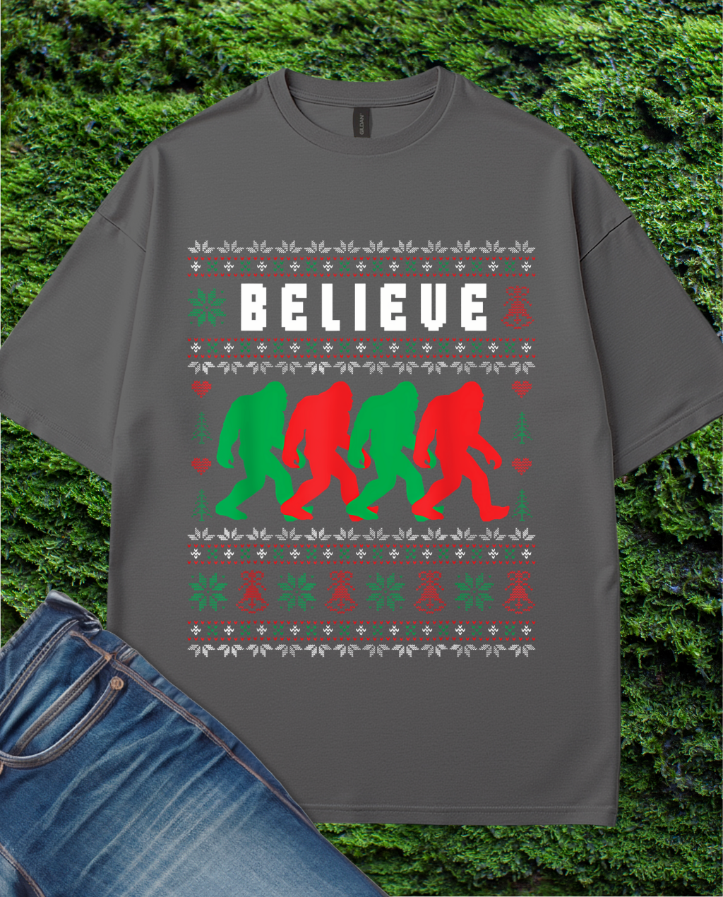 Believe Sasquatch Ugly Christmas Sweater T-Shirt