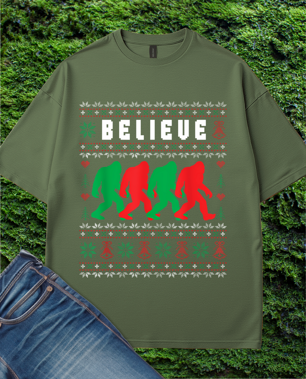 Believe Sasquatch Ugly Christmas Sweater T-Shirt