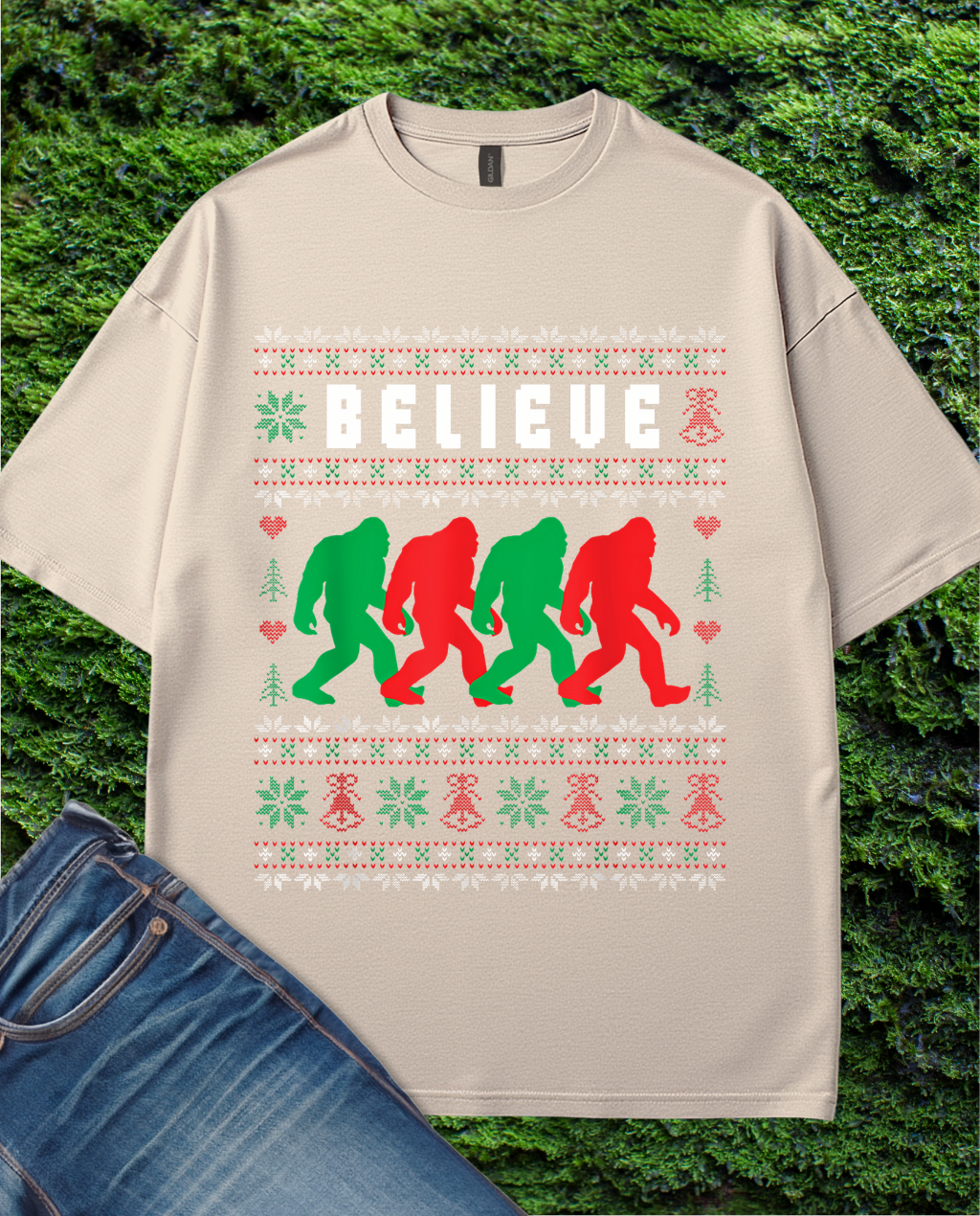 Believe Sasquatch Ugly Christmas Sweater T-Shirt