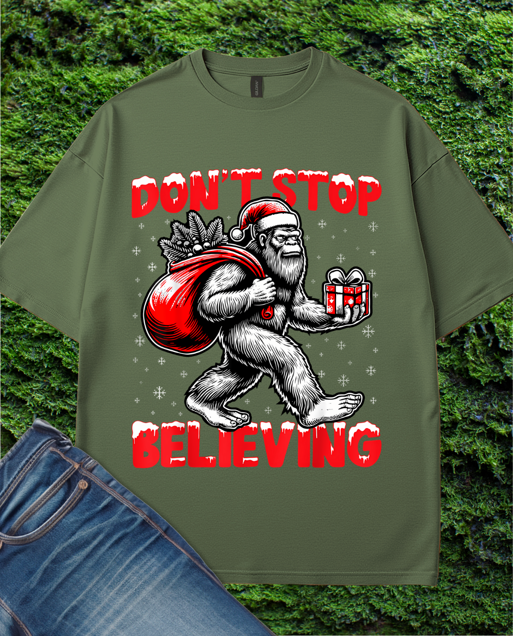 Dont stop believing Santa Lights T-Shirt