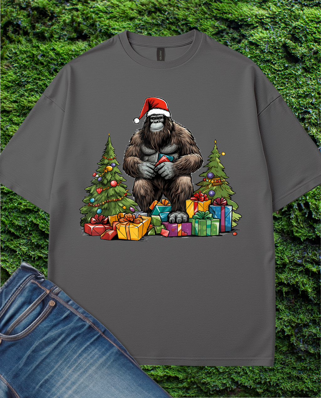 Sasquatch with presents for Christmas T-Shirt