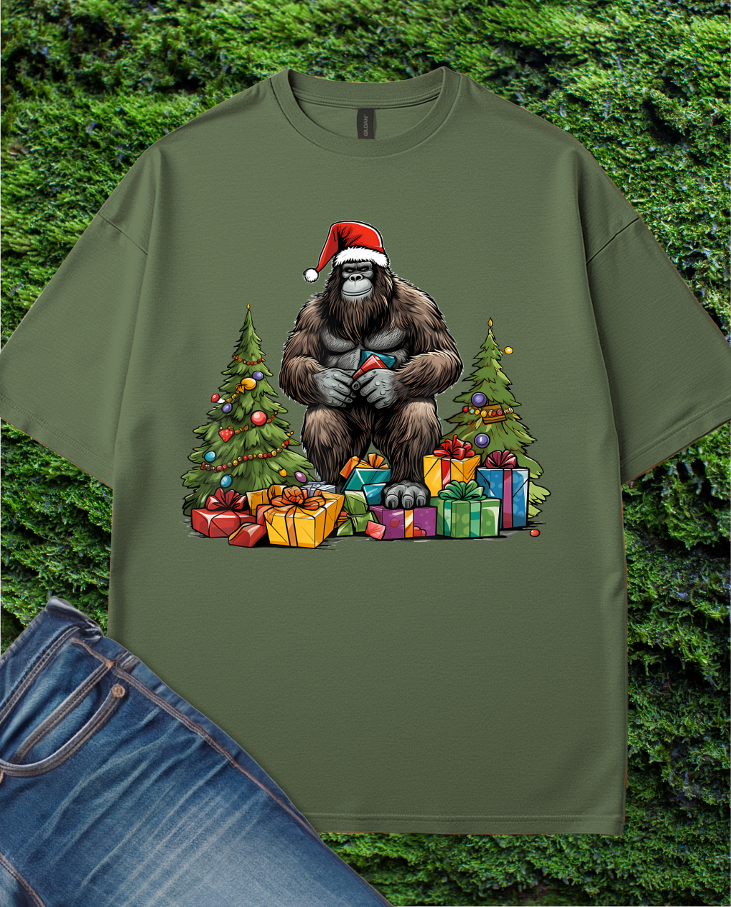 Sasquatch with presents for Christmas T-Shirt