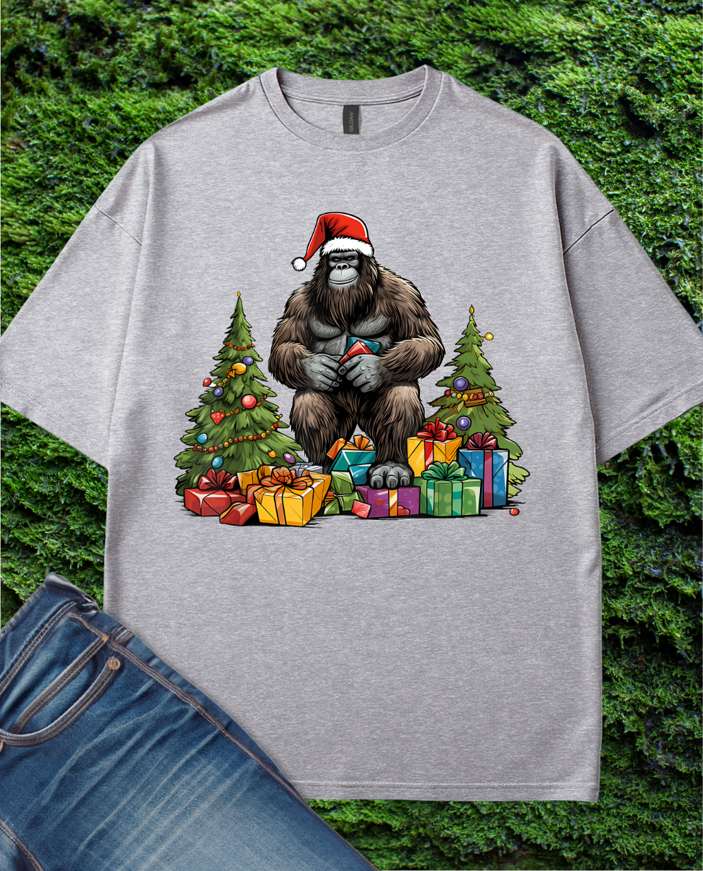 Sasquatch with presents for Christmas T-Shirt