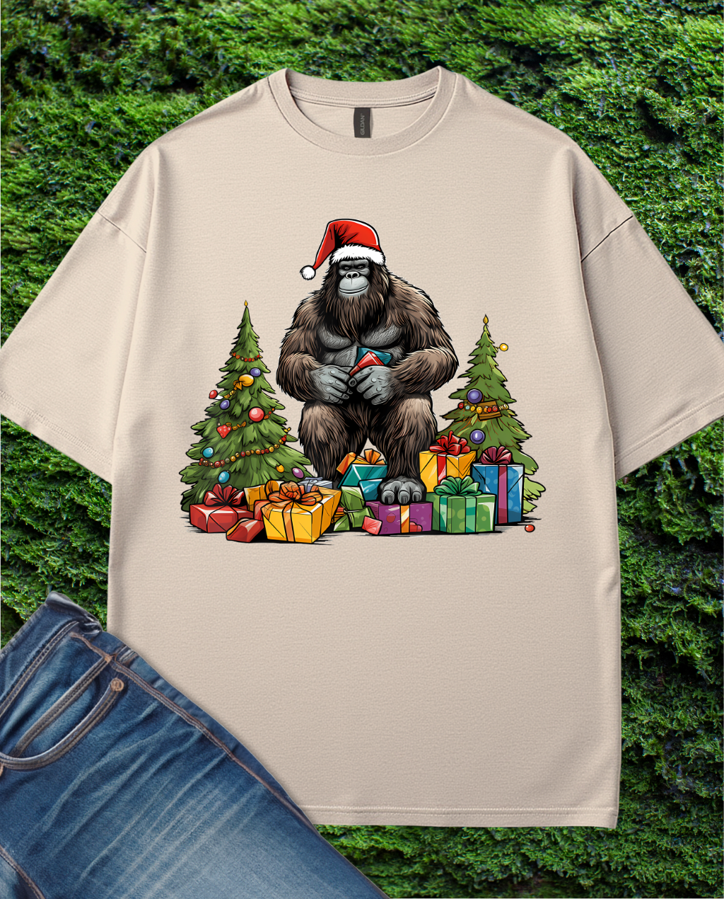 Sasquatch with presents for Christmas T-Shirt