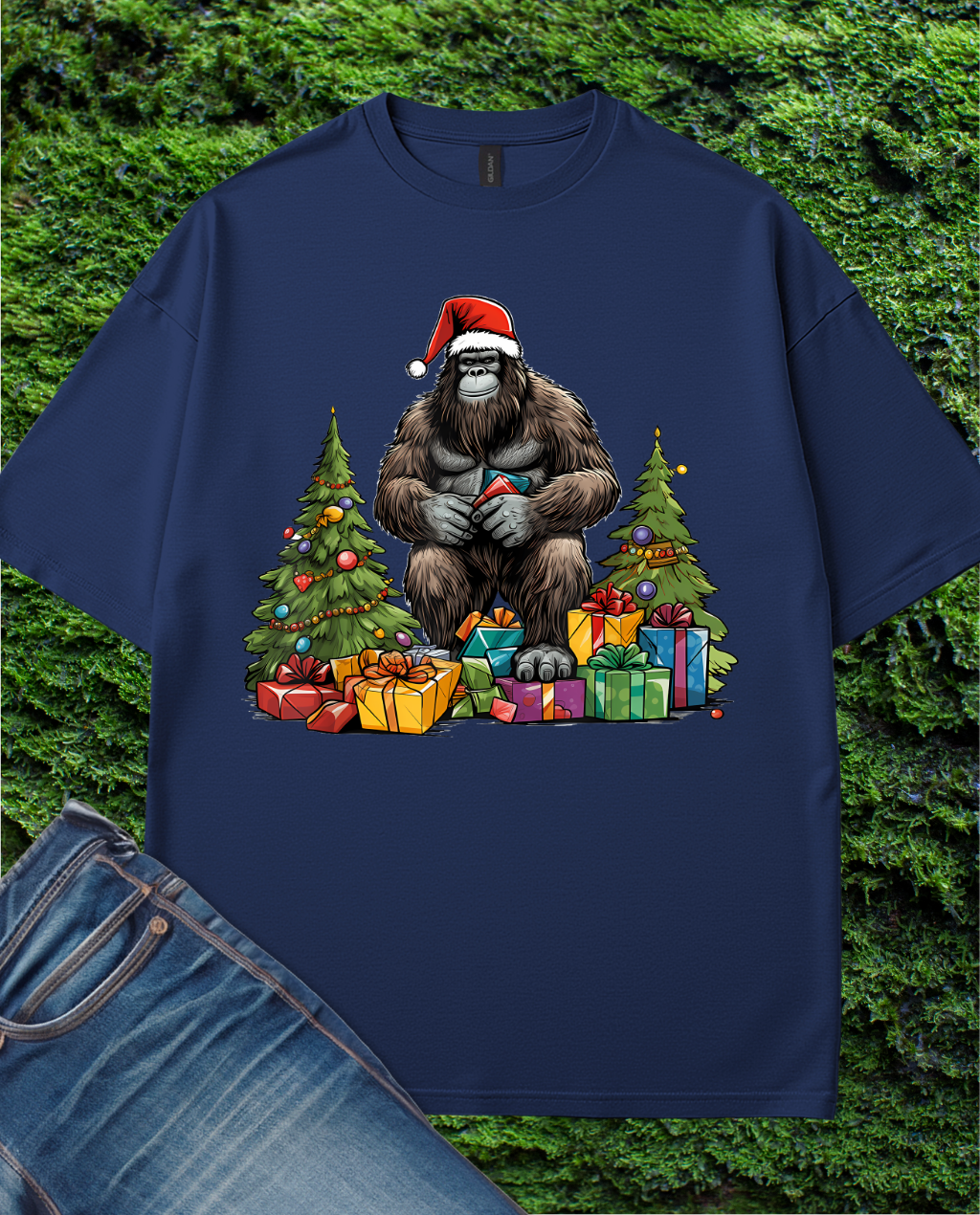 Sasquatch with presents for Christmas T-Shirt