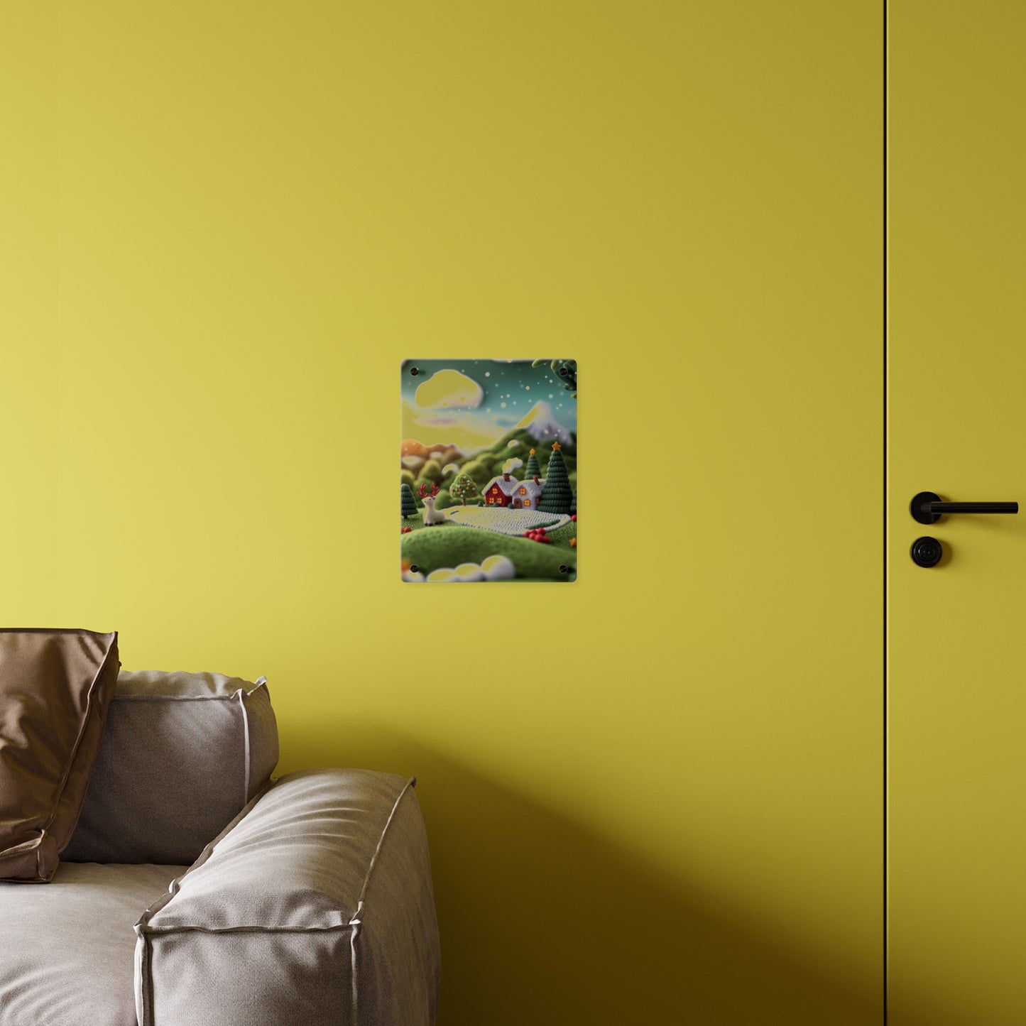 Crochet House Winter  Acrylic Wall Art Panels Home Decor