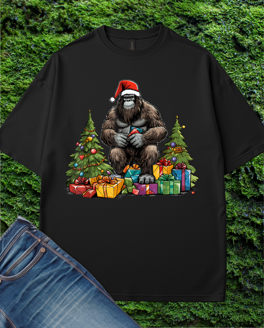 Sasquatch with presents for Christmas T-Shirt